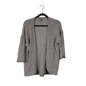 Allison Joy Heather Grey Waffle Knit Lightweight Cardigan Sweater Size Small